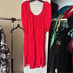 Red Floral Off-Shoulder Dress 2X (20W-22W) 🌹